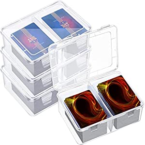 4 Pieces Deck Card Storage Box Compatible with MTG TCG Clear Plastic Trading Storage 300 Cards Box with Removable Divider Hard Trading Commander Deck Card Box for Baseball Football Game Card Collector