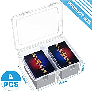 4 Pieces Deck Card Storage Box Compatible with MTG TCG Clear Plastic Trading Storage 300 Cards Box with Removable Divider Hard Trading Commander Deck Card Box for Baseball Football Game Card Collector