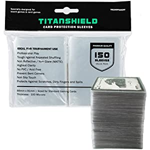 TitanShield (150 Sleeves) (Clear) Standard Size Dual Textured Board Game and Trading Card Sleeves Deck Protectors