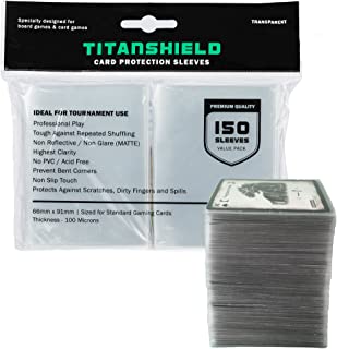 TitanShield (150 Sleeves) (Clear) Standard Size Dual Textured Board Game and Trading Card Sleeves Deck Protectors