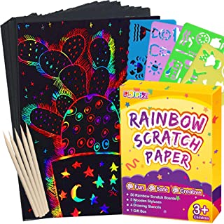 pigipigi Scratch Paper Art for Kids - 59 Pcs Magic Rainbow Scratch Paper Off Set Scratch Crafts Arts Supplies Kits Pads Sheets Boards for Party Games Easter Christmas Birthday Gift