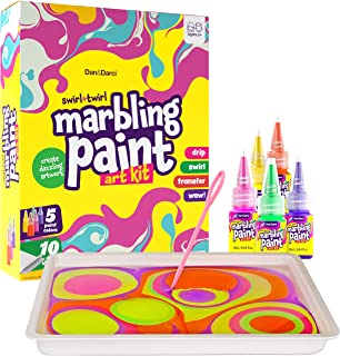 Marbling Paint Art Kit for Kids - Arts and Crafts for Girls & Boys Ages 6-12 - Craft Kits Art Set - Best Tween Paint Gift Ideas for Kids Activities Age 4 5 6 7 8 9 10 Year Old - Marble Painting Kits