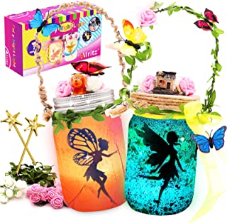 Alritz Fairy Lantern Craft Kit - Gift for Kids Girls - Remote Control Mason Jar Night Light - DIY Garden Decor Art Project, Creative Activities for Birthday Party and School