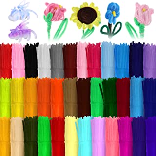 1800 Pcs Pipe Cleaners 6 mm by 12 Inch Chenille Stems Pipe Cleaners Craft Supplies Art Supplies for Kids Adults DIY Creative Decorations, 36 Assorted Colors