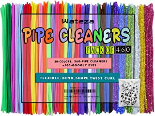Wateza [460 Pcs] 360 Pipe Cleaners+100 Googly Eyes | Vibrant Assorted 30 Colors of Craft Chenille Stems - Multicolor Pipe Cleaner Craft Supplies for DIY Arts, and Home & School Crafts Projects