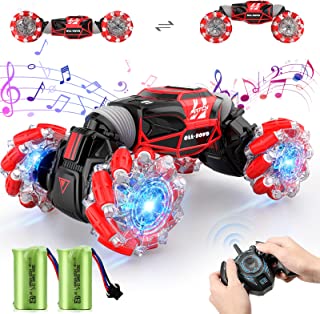 Remote Control Car Hobby RC Crawlers 4WD Stunt Car Double Sided 360 Flips Colorful Lights and Music Electric High Speed Off Road Drift Vehicle 1:16 Scale Rechargeable Monster Truck for Boys Girls