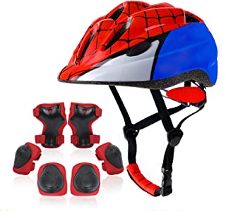 Atphfety Kids Helmet Set,Toddler Helmet for Boys Girls Age 5-8 with Knee Elbow Pads Wrist Guards for Bike Skating Skateboard Cycling Scooter Rollerblading