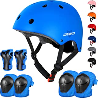 CRZKO Kids Helmet and Knee Pads Set, Kids Youth Toddler Helmet Adjustable Protective Gear Set with Knee Pads Elbow Pads Wrist Guards for Skateboard Roller Skating Scooter Cycling