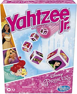 Yahtzee Jr.: Disney Princess Edition Board Game for Kids Ages 4 and Up, For 2-4 Players, Counting and Matching Game for Preschoolers (Amazon Exclusive)