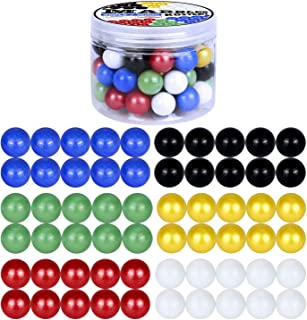 ROSYKIDZ Glass Marbles for Chinese Checker, Set of 60 Glass Marbles Only, 10 of Each Color / 16mm, with Potable Container and Carry Bag, for Marble Run, Marbles Game, Chinese Checkers