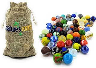Naturesroom Glass Shooter Marbles for Kids - 1" Shooter Marbles for Games and Home Decorations - Set of 50 Assorted Colors Bulk with Storage Bag