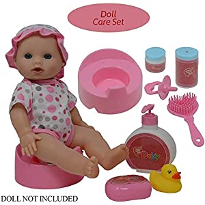 The New York Doll Collection Baby Doll Feeding & Caring Accessory Set in Zippered Carrying Case - 20 pc Accessories for Dolls