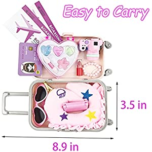 American Doll Accessories Case Luggage Travel Play Set for 18 Inch Dolls Travel Storage, American Doll Stuff with Doll Clothes and Accessories Camera Travel Pillow, 17 Pcs