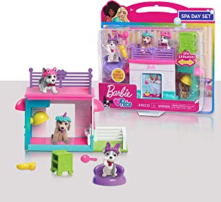 Barbie Pets Spa Day Playset, 8 Piece Connectible Playset with Pet Figures and Accessories, by Just Play