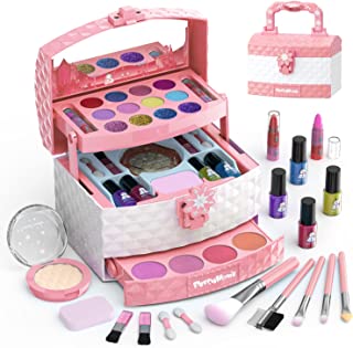 PERRYHOME Kids Makeup Kit for Girl 35 Pcs Washable Makeup Kit Real Cosmetic, Safe & Non-Toxic Little Girls Makeup Set, Frozen Makeup Set for 3-12 Year Old Kids Toddler Girl Toys Birthday Gift (Pink)
