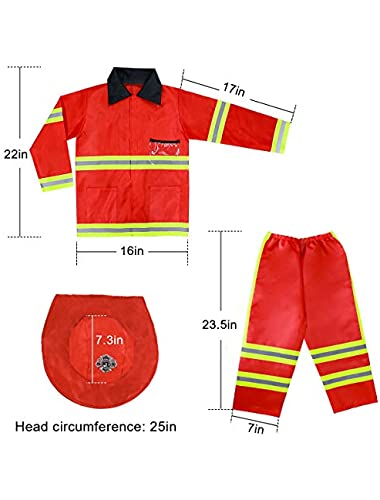 Meland Kids Fireman Costume Role Play Set - Firefighter Dress-up and Fireman Toys Accessories for Toddlers, Birthday Christmas Gifts for 3 4 5 6 7 Year Old Boys Girls