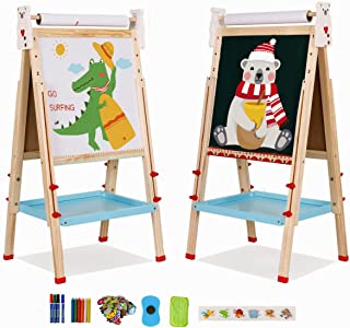 Hereinway DLone Kids Art Easel Whiteboard&Chalkboard Double Sided Easel, with Magnetic Letters and Numbers