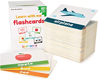 learnworx Toddler Flash Cards - 101 Baby Flash Cards - 202 Sides - Learn Objects, Numbers & Play Games - Toddler Learning Educational Toys - 12 Months to 3 Years