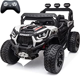 sopbost 4x4 Ride On Buggy 24V Ride On Toys with Remote Control Battery Powered Kids Electric Car Off-Road Vehicles Side by Side UTV, Music Play, White