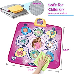 BGISI Dance Mat - Electronic Dance Pad Gifts Toys for Girls - 5 Game Modes Musical Dancing Play Light Up Mats - Christmas Birthday Gifts for 3-5 6-8 10+ Years Old Girls