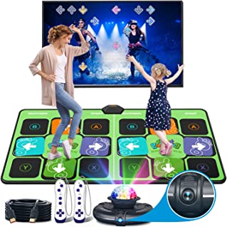 FWFX Electronic Dance Mats - Dance Mat Double Game for Kids and Adults, Wireless Musical Dancing Mat (Green, 36.6" x65.4")