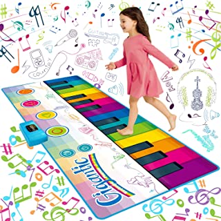 SUNLIN 6 ft. Floor Piano Mat for Kids and Toddlers, Giant Musical Dance Toys, 24 Keys, 10 Built-in Songs, Record & Playback, 8 Instrument Sounds, Volume Control, Birthday Gifts for Girls Boys Ages 3+