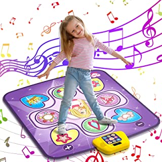 beefunni Dance Mat Toys for 3-10 Year Old Girls, 5 Game Modes Including 3 Challenge Levels, Adjustable Volume Dance Pad with LED Lights, Christmas Birthday Gifts for 3 4 5 6 7 8 9+ Year Old Girls