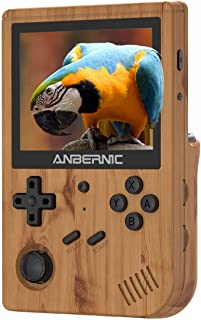 HAIHUANG RG351V Handheld Game Console , Plug & Play Video Games Supports Double TF Extend 256GB , Portable Game Console 3.5 Inch IPS Screen 2521 Games (Wood), LE