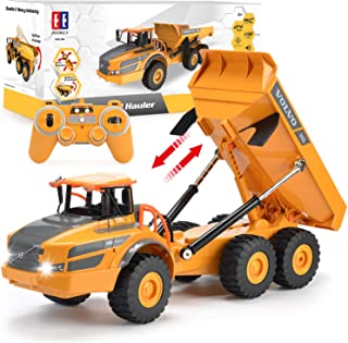 Volvo RC Truck Dump Truck RC Articulated Hauler with Rechargeable Battery 120 Min Play Time RC Toy Construction Truck for All Adults & Kids (Yellow)