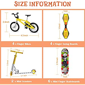 31 Pieces Mini Finger Toys Set Includes Finger Skateboards, Finger Bikes, Mini Scooters and Matched Wheels and Tools Accessories Educational Toys for Party Favors