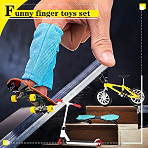 27 Pieces Finger Toys Set Includes Finger Scooter Finger Pants Finger Bikes Finger Skateboard Mini Swing Board Bicycle Lock Finger Replacement Wheels and Tools for Movement Party Favors Accessories
