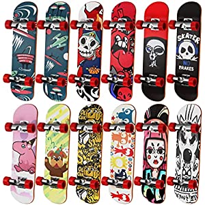 Finger Skateboards for Kids Set of 12, HOMETALL Mini Skateboard Fingerboards 12 Pieces Finger Toys Pack, Gifts for Kids Children Finger Skater