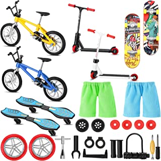 27 Pieces Finger Toys Set Includes Finger Scooter Finger Pants Finger Bikes Finger Skateboard Mini Swing Board Bicycle Lock Finger Replacement Wheels and Tools for Movement Party Favors Accessories