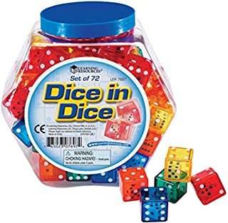 Learning Resources Dice In Dice Bucket, Math Toy, Manipulative, Set of 72, Ages 6+, Multi-color, 3/4 W in