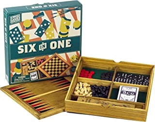 Wooden Games Compendium | Portable Six in One Combination Game Set