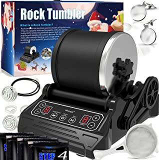 Hisoyal Rock Tumbler,A Premium Upgraded Professional Rock Tumbler Kit Set with Rocks,4 Types Rock Tumbler Grit and Instruction Booklet,Raw Rocks Into Beautiful Gems,A Science Set for Kids All Ages