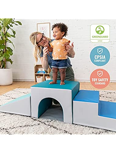 ECR4Kids - ELR-12717F-CT SoftZone Single-Tunnel Foam Climber, Freestanding Indoor Active Play Structure for Toddlers and Kids, Safe Soft Foam Play Set, Easy to Assemble, Contemporary