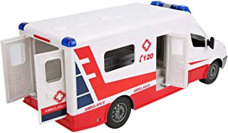 RC Car Toy, 1:18 Scale Rechargeable Openable Door Red RC Realistic Ambulance Toy (Red)