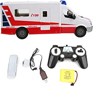 VGEBY Simulation Ambulance Model Toy, 2.4GHz RC Car Model Red Remote Control Simulation Ambulance Rechargeable 1:18 Scale RC Car Model Toy