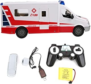 Ambulance Toy, Ambulance Friction Powered Rechargeable 1:18 Scale Toy Car Red Remote Control Simulation Emergency Vehicles Playset Model Toy(Red)