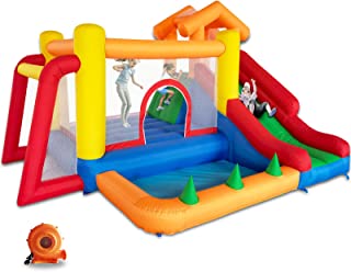 Baralir 6 in 1 Inflatable Bounce House with Slide and Ball Pit for Kids, Trampoline, Climbing, Soccer Goal and Basketball Slam Dunk Hoop All in One - with Blower