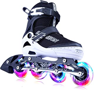 PAPAISON Adjustable Inline Skates for Kids and Adults with Full Light Up Wheels , Outdoor Roller Skates for Girls and Boys, Men and Women
