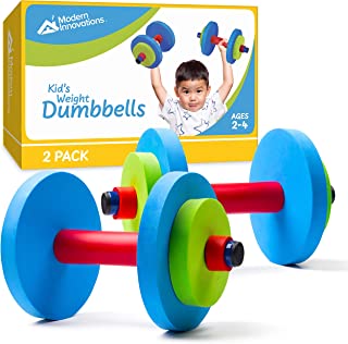 Modern Innovations Kid's Weight Dumbbells (2 Pack) - Lead Free Foam Dumbbells for Fitness & Exercise - Kids Barbell Training & Learning - Toy Dumbbell for Toddlers 2 to 4 Years Old - Red, Green, Blue