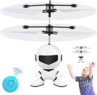 Flying Ball Toys Infrared Induction Colorful Built-in LED RC Robot Drone Toy Indoor Outdoor Games Toys for Kids Boys Girls 6 7 8 9 10 Year Old Birthday Xmas Gifts (Black)