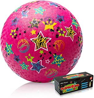 U&C Planet Kickball Playground Ball 8.5 inches Upgraded Rubber Bouncy Dodgeball for Indoor Outdoor Ball Games Square Ball for Kids Age 3 4 5 6 with 1 Pump