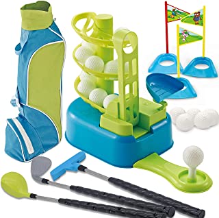 JOYIN Club Golf Comprehensive Toy Set with 3 Golf Clubs, 3 Club Heads, Deluxe Toy Golf Bag, 15 Training Toy Golf Balls and Accessories, for Toddler Kids Boys and Girls Golf, Outdoor Lawn Sport Toy
