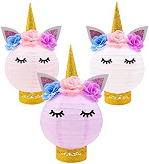 Unicorn Party Decorations - Unicorn Table Centerpieces Paper Lanterns DIY Ideas for Baby Shower Girls Birthday Party Supplies, Set of 3