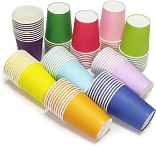 Lomyundar DIY Paper Cups [50 Count(10 Color)] 7.5 oz, Multicolor Paper Cups For Weddding,Party,Picnic, BBQ, Travel, and Event
