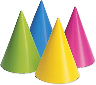 Creative Converting 20PH-0010 Party Hats, Assorted Neon, 16-Pack