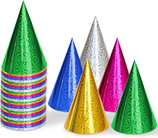 Birthday Party Hat Party Cone Hat,50 Pack Glitter Birthday Party Cone Hats Art Craft Caps Birthday Party Hats Party Hat for Kids Adults Pets